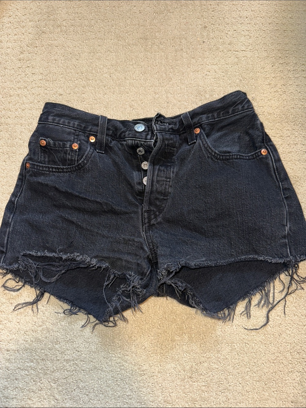 Levi’s 501 High-Waist Black Frayed Denim Women's Shorts